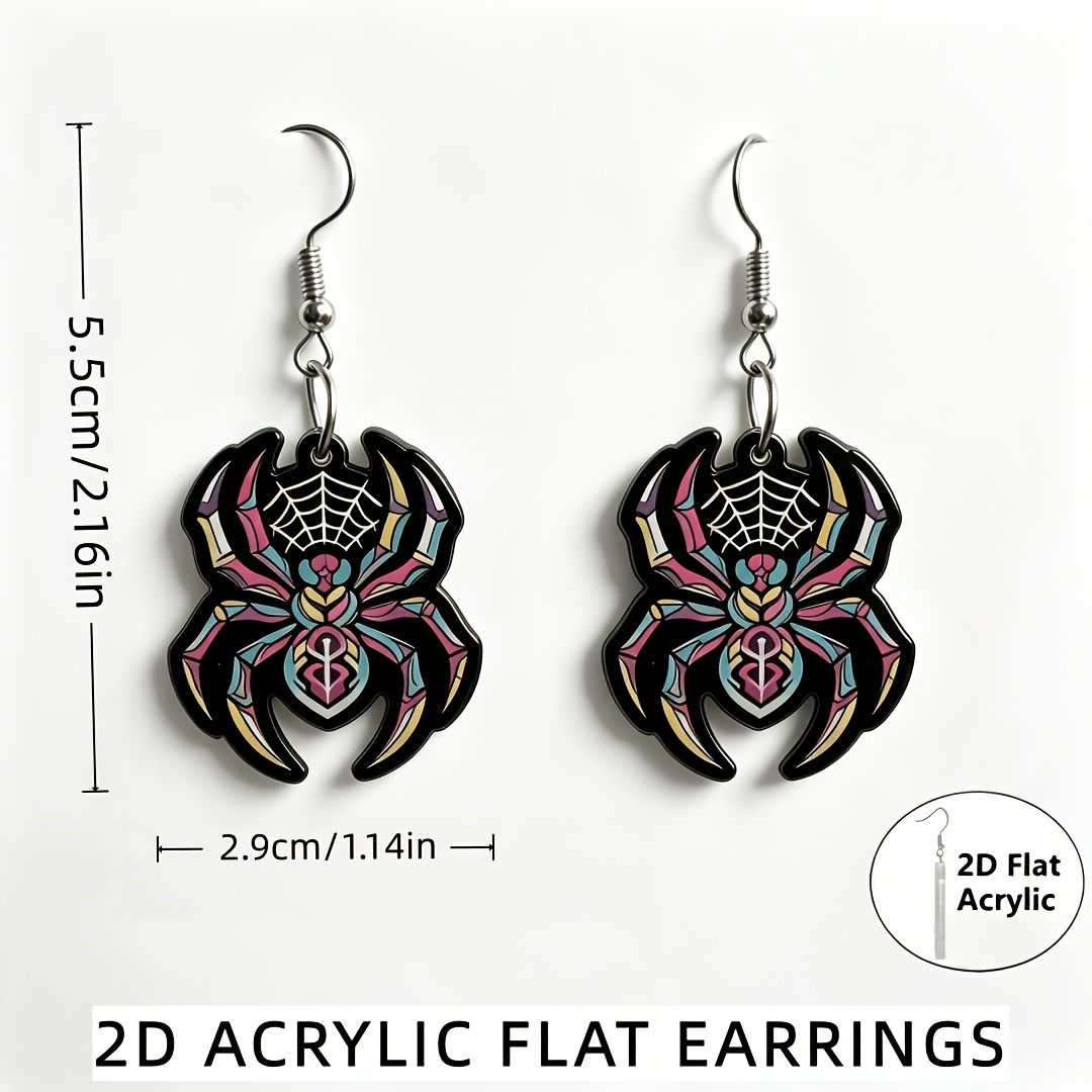 Gothic Spider Web Dangle Earrings with Insect Hooks
